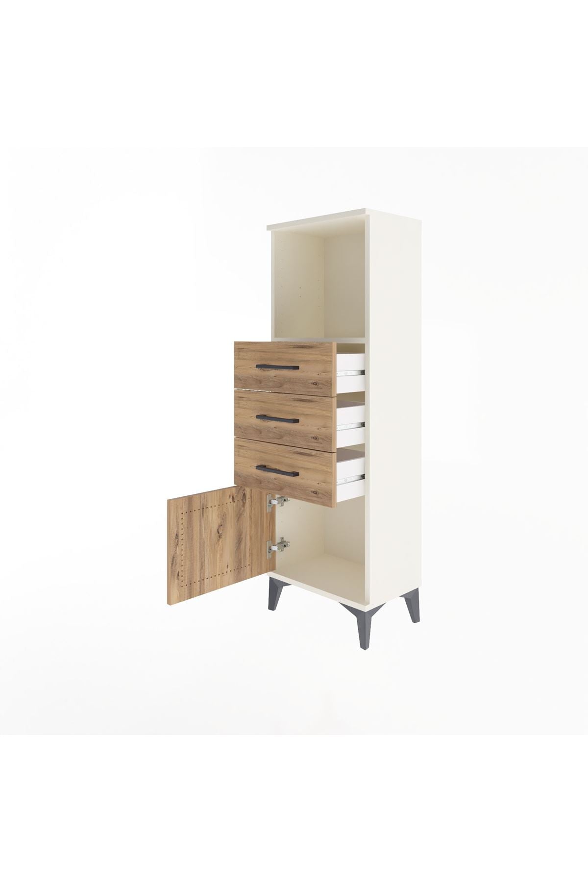 Arges Dolap Tek Raflı 3 Çekmeceli Tek Kapaklı 44x30x134 - S16M053V3A