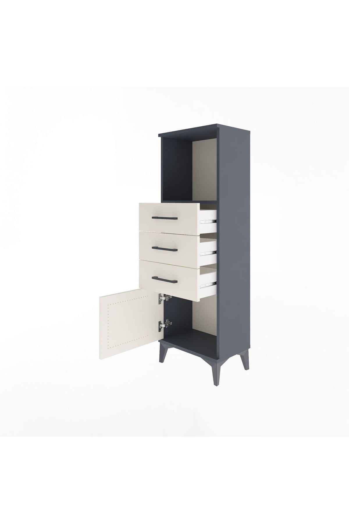 Arges Dolap Tek Raflı 3 Çekmeceli Tek Kapaklı 44x30x134 - S16M053V4A