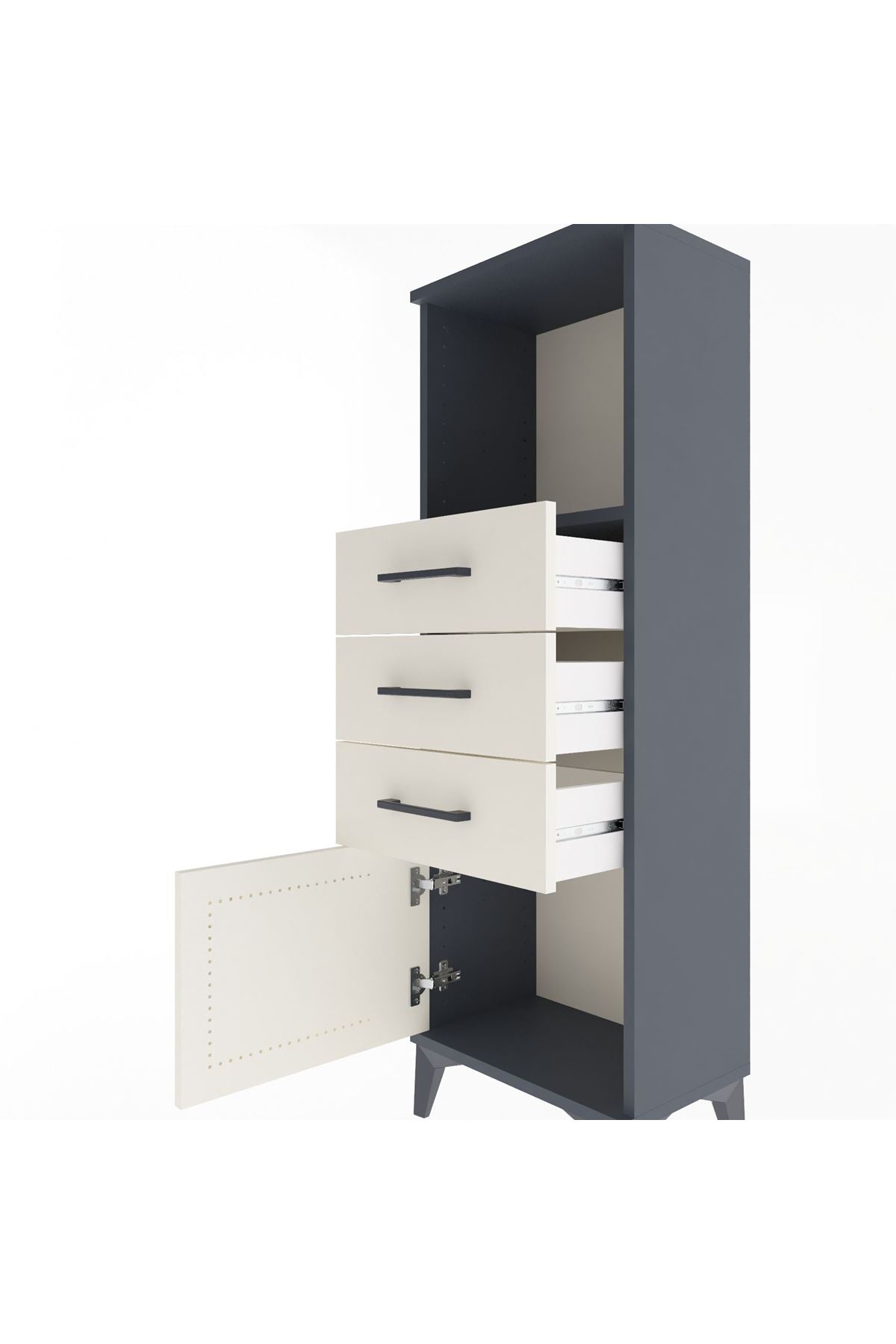 Arges Dolap Tek Raflı 3 Çekmeceli Tek Kapaklı 44x30x134 - S16M053V4A