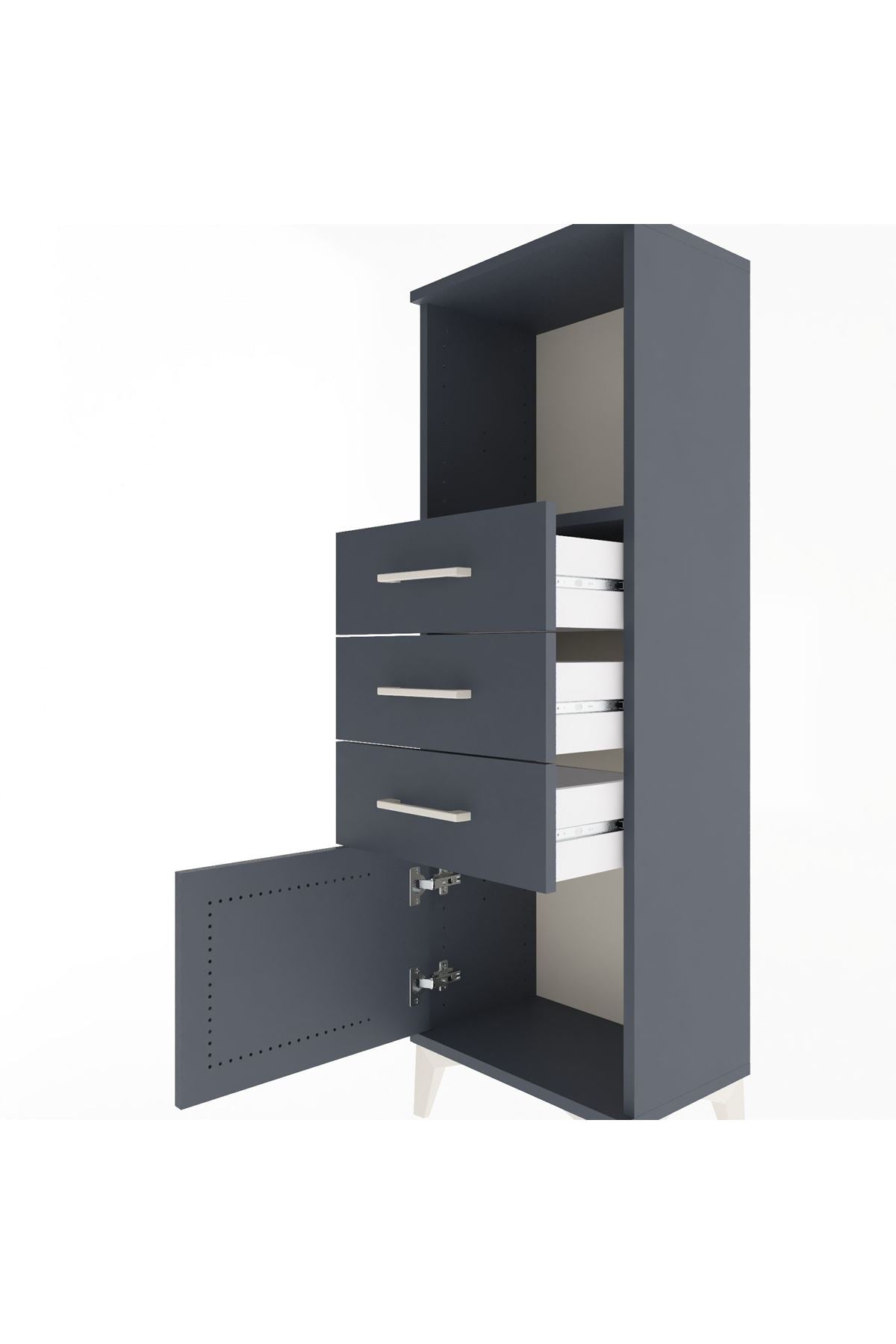 Arges Dolap Tek Raflı 3 Çekmeceli Tek Kapaklı 44x30x134 - S16M053V5A