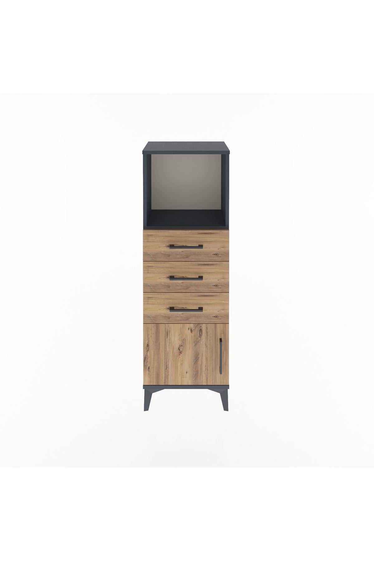 Arges Dolap Tek Raflı 3 Çekmeceli Tek Kapaklı 44x30x134 - S16M053V6A