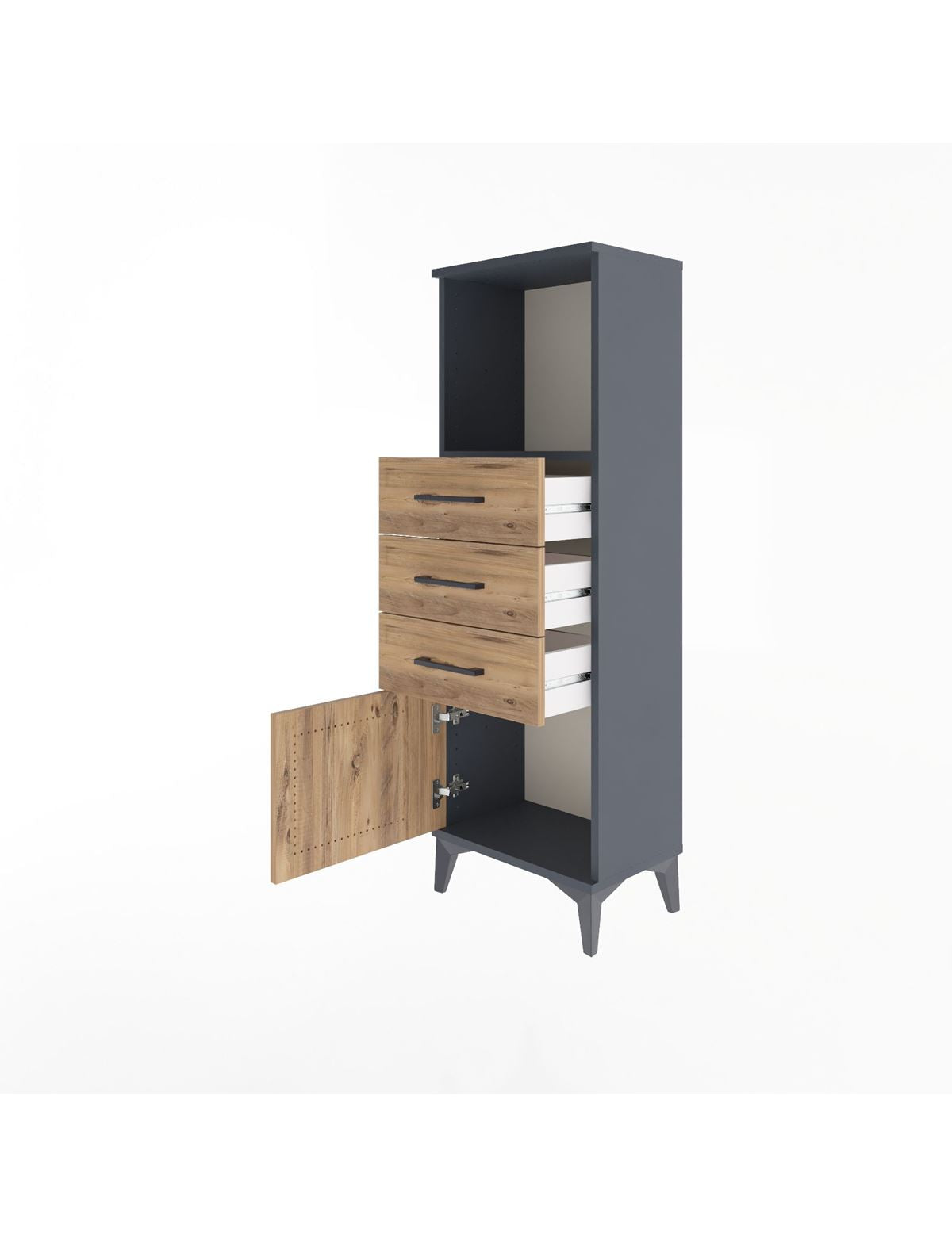 Arges Dolap Tek Raflı 3 Çekmeceli Tek Kapaklı 44x30x134 - S16M053V6A