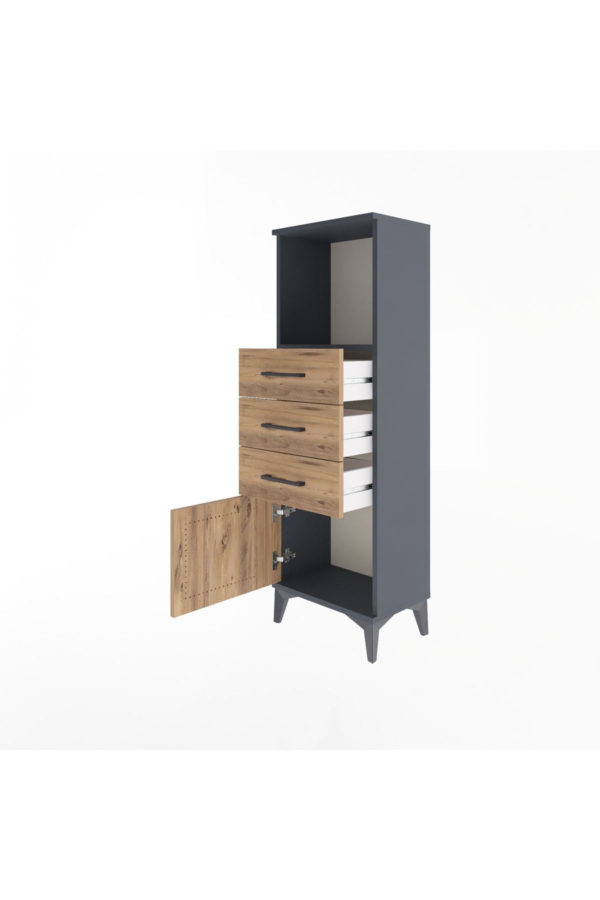 Arges Dolap Tek Raflı 3 Çekmeceli Tek Kapaklı 44x30x134 - S16M053V6A