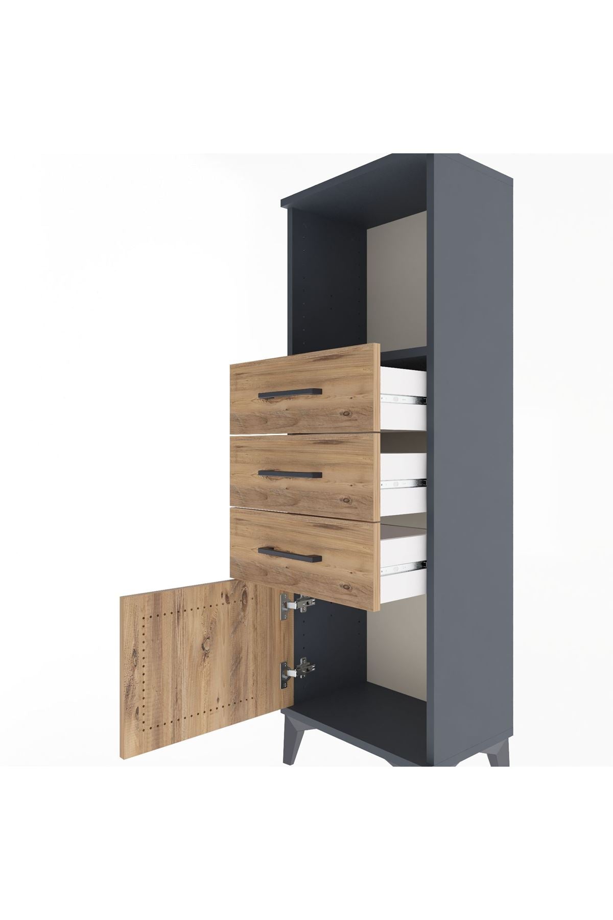Arges Dolap Tek Raflı 3 Çekmeceli Tek Kapaklı 44x30x134 - S16M053V6A