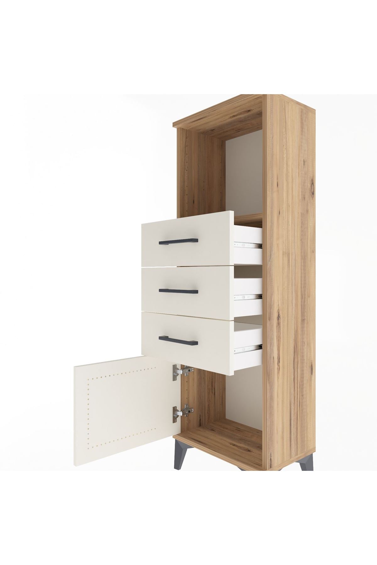 Arges Dolap Tek Raflı 3 Çekmeceli Tek Kapaklı 44x30x134 - S16M053V7A