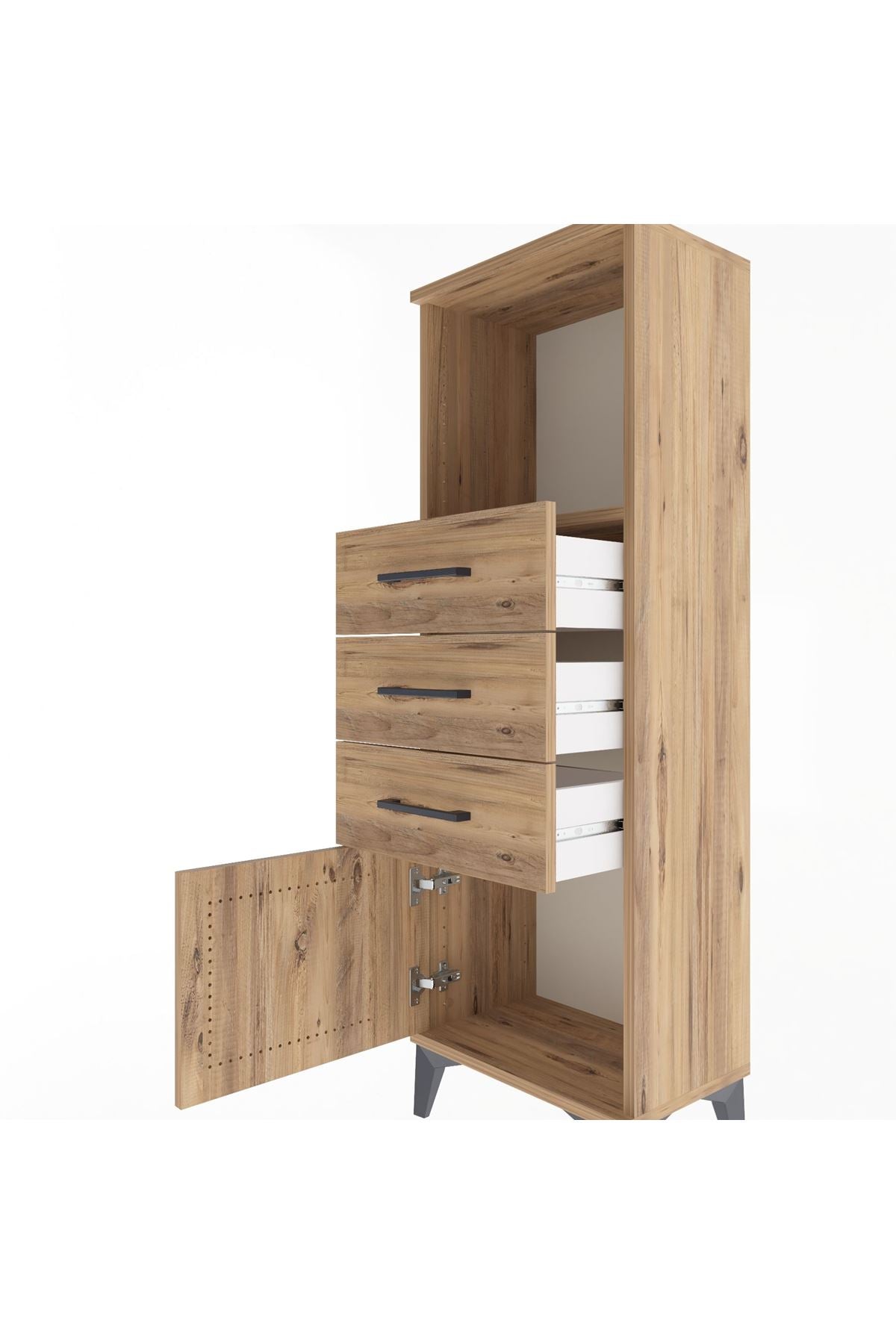 Arges Dolap Tek Raflı 3 Çekmeceli Tek Kapaklı 44x30x134 - S16M053V9A