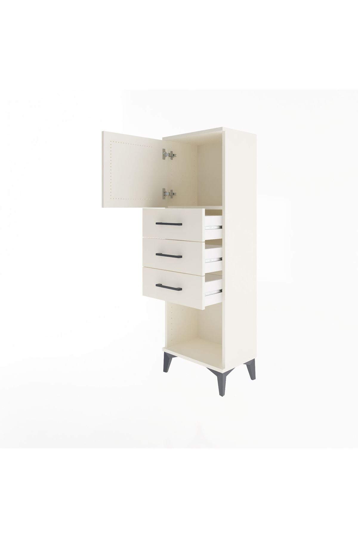 Arges Dolap Tek Raflı 3 Çekmeceli Tek Kapaklı 44x30x134 - S16M054V1A