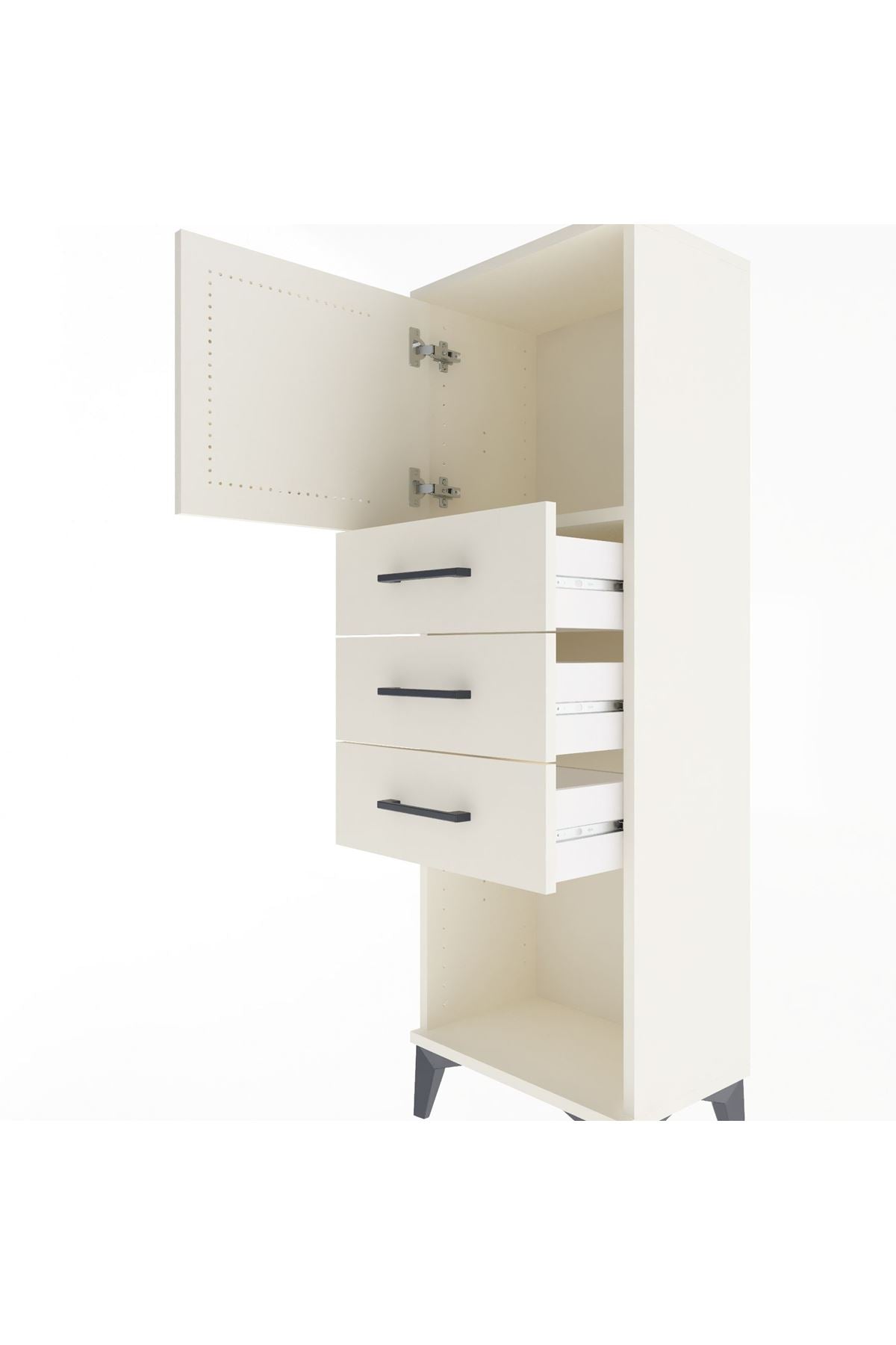 Arges Dolap Tek Raflı 3 Çekmeceli Tek Kapaklı 44x30x134 - S16M054V1A