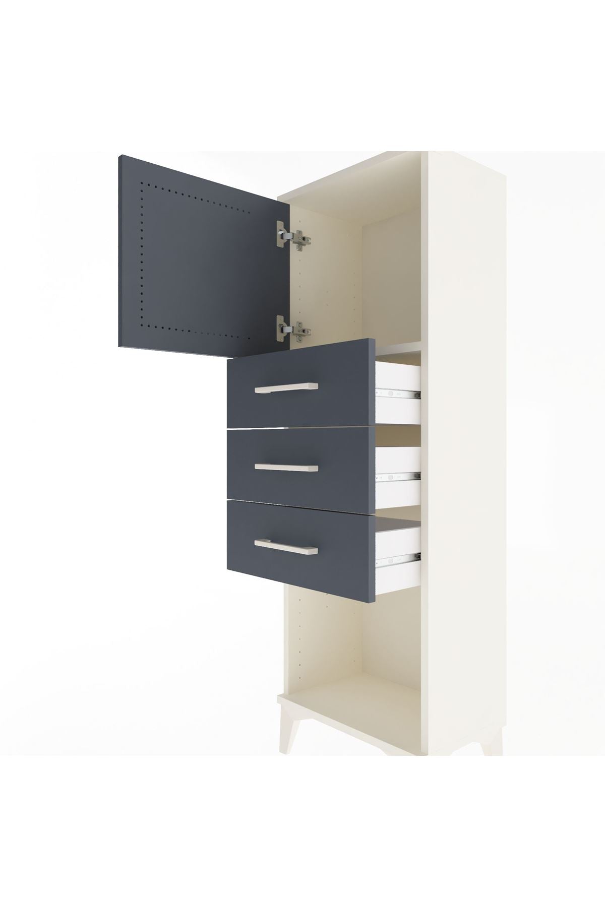 Arges Dolap Tek Raflı 3 Çekmeceli Tek Kapaklı 44x30x134 - S16M054V2A