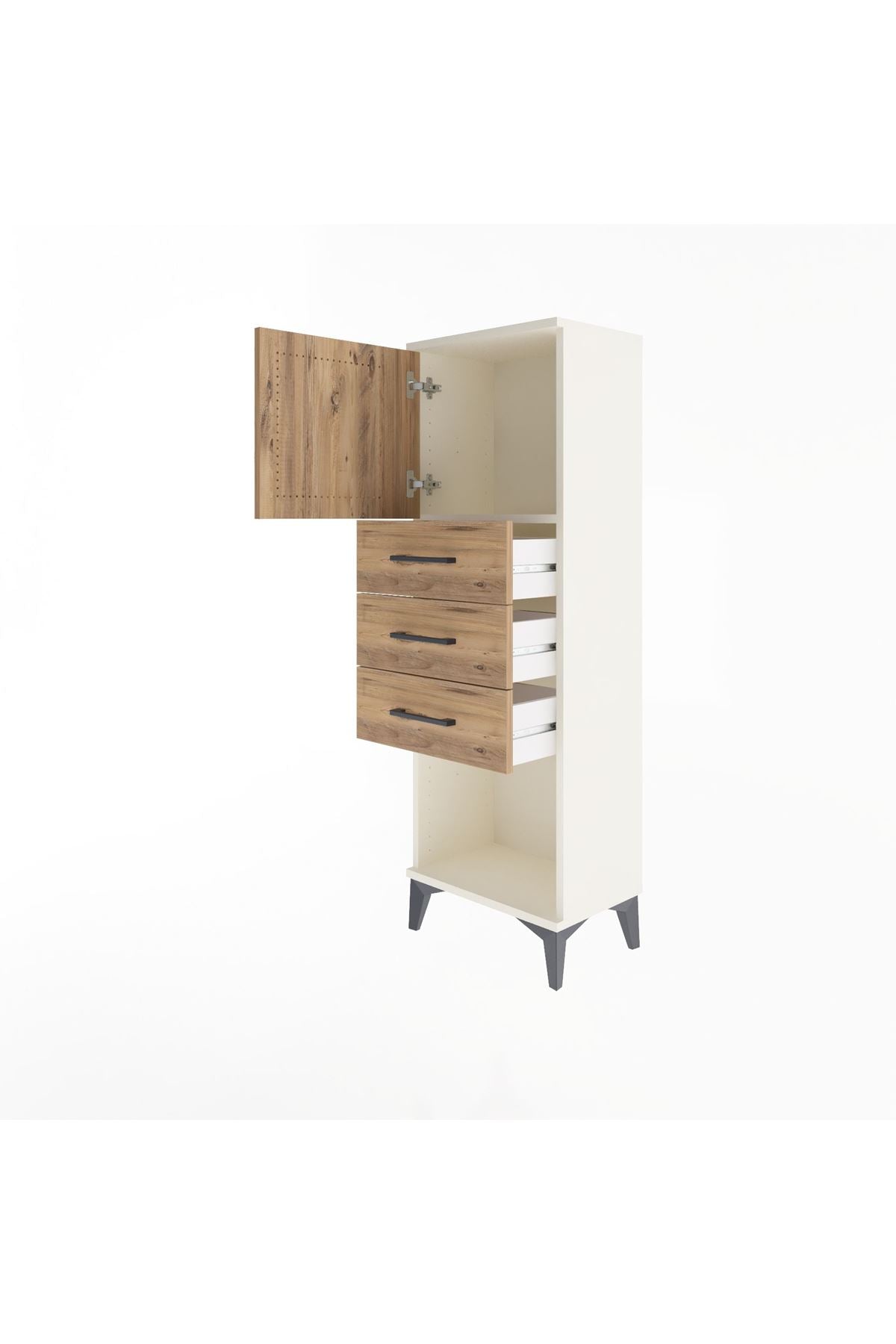 Arges Dolap Tek Raflı 3 Çekmeceli Tek Kapaklı 44x30x134 - S16M054V3A