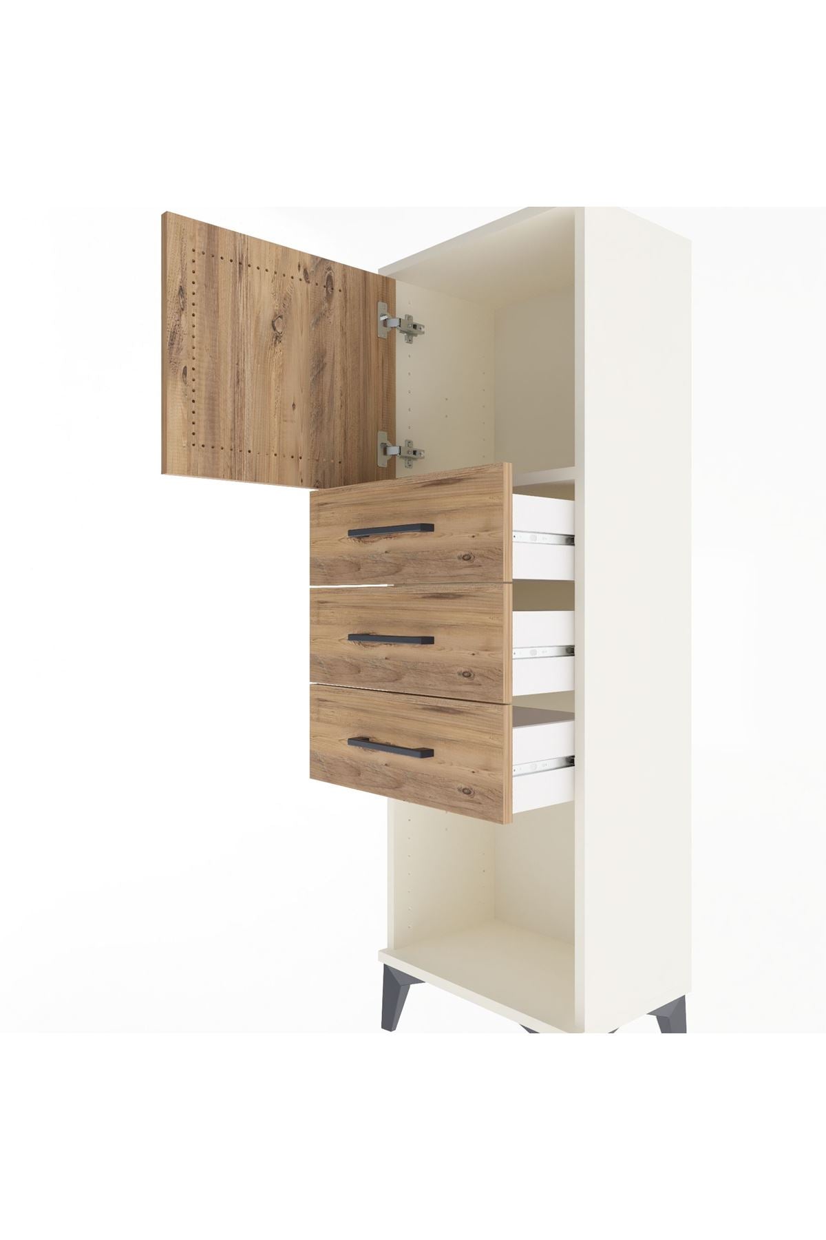 Arges Dolap Tek Raflı 3 Çekmeceli Tek Kapaklı 44x30x134 - S16M054V3A