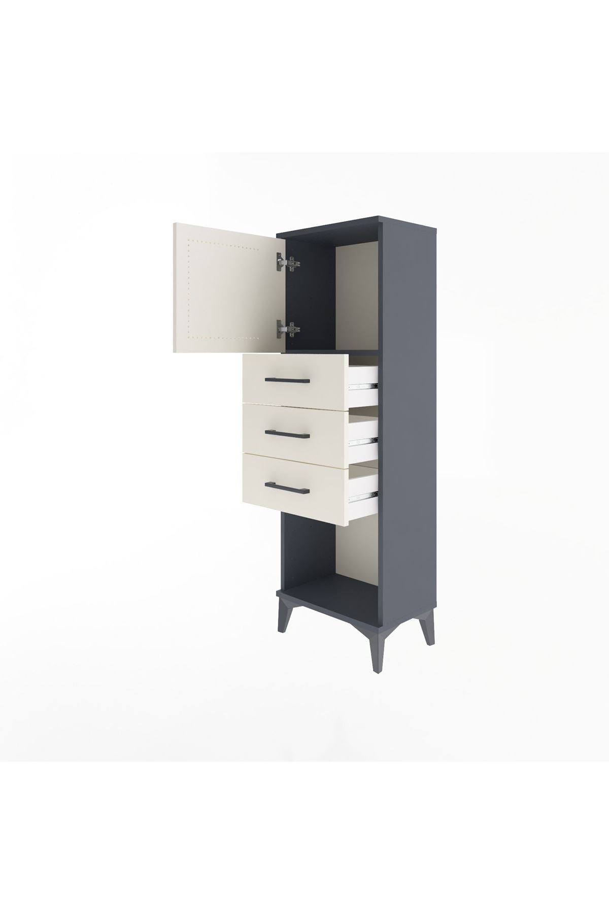 Arges Dolap Tek Raflı 3 Çekmeceli Tek Kapaklı 44x30x134 - S16M054V4A