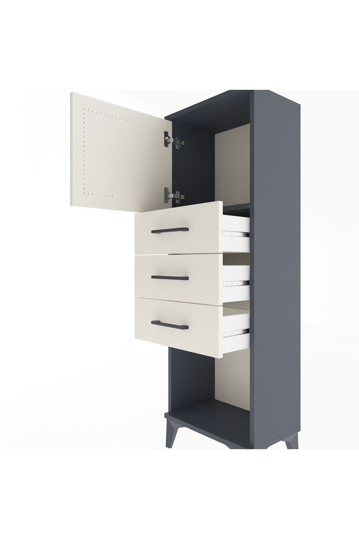 Arges Dolap Tek Raflı 3 Çekmeceli Tek Kapaklı 44x30x134 - S16M054V4A