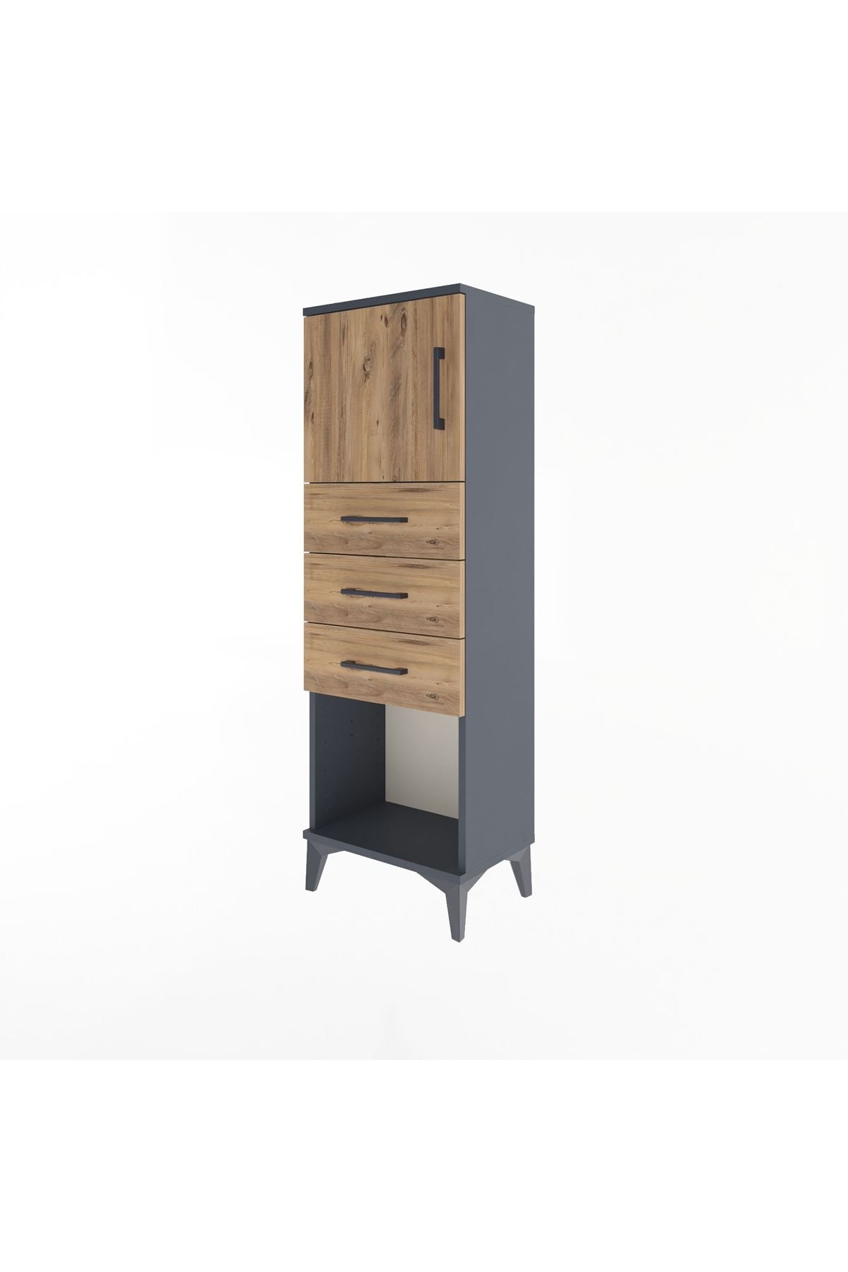 Arges Dolap Tek Raflı 3 Çekmeceli Tek Kapaklı 44x30x134 - S16M054V6A