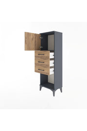 Arges Dolap Tek Raflı 3 Çekmeceli Tek Kapaklı 44x30x134 - S16M054V6A