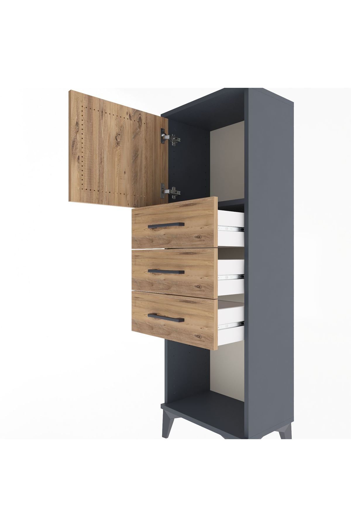 Arges Dolap Tek Raflı 3 Çekmeceli Tek Kapaklı 44x30x134 - S16M054V6A