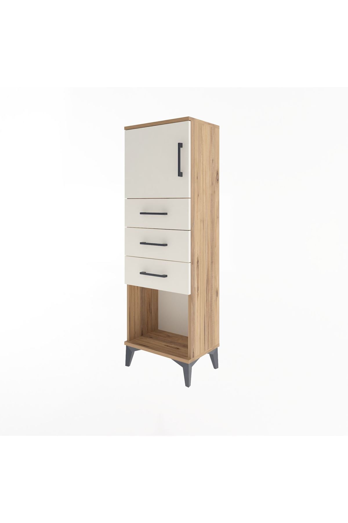 Arges Dolap Tek Raflı 3 Çekmeceli Tek Kapaklı 44x30x134 - S16M054V7A