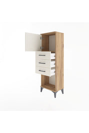 Arges Dolap Tek Raflı 3 Çekmeceli Tek Kapaklı 44x30x134 - S16M054V7A