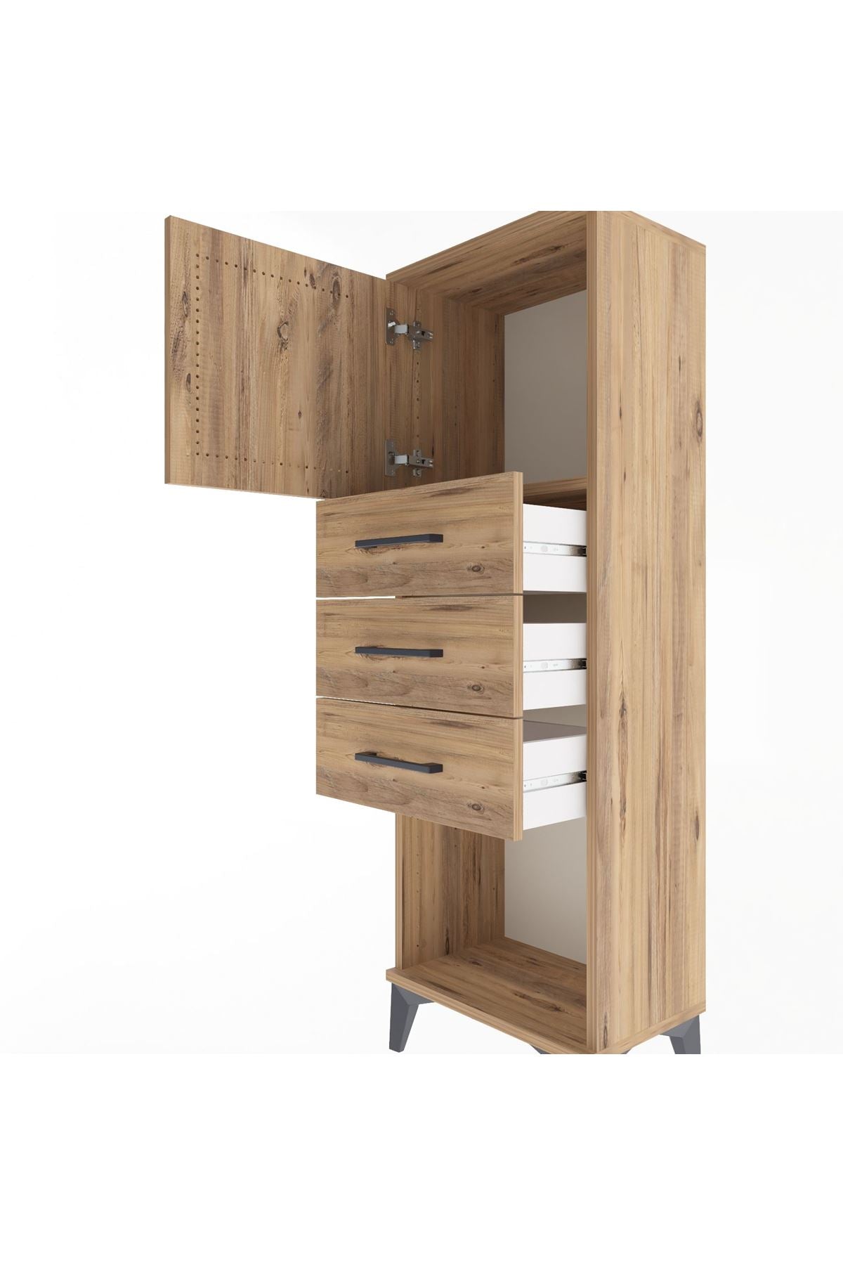 Arges Dolap Tek Raflı 3 Çekmeceli Tek Kapaklı 44x30x134 - S16M054V9A
