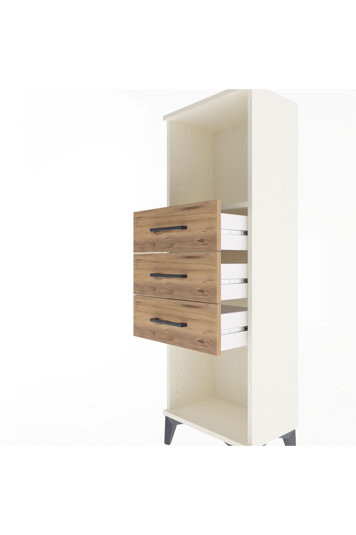 Arges Dolap Tek Raflı 3 Çekmeceli 44x30x134 - S16M055V3A