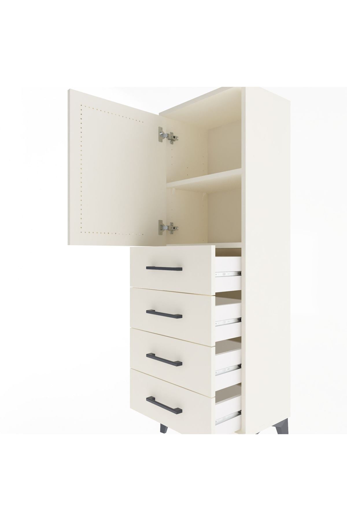 Arges Dolap 2 Raflı 4 Çekmeceli Tek Kapaklı 44x30x134 - S16M058V1A