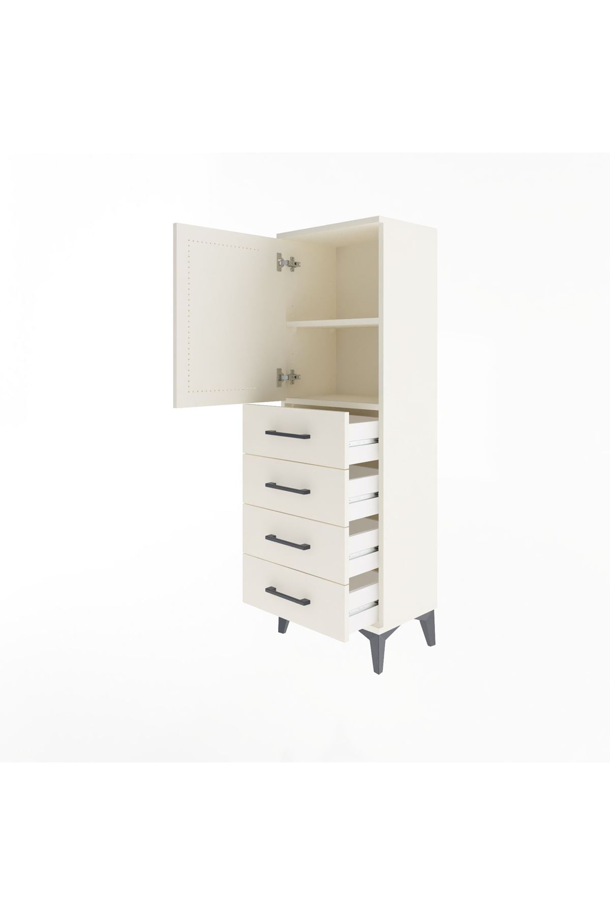 Arges Dolap 2 Raflı 4 Çekmeceli Tek Kapaklı 44x30x134 - S16M058V1A
