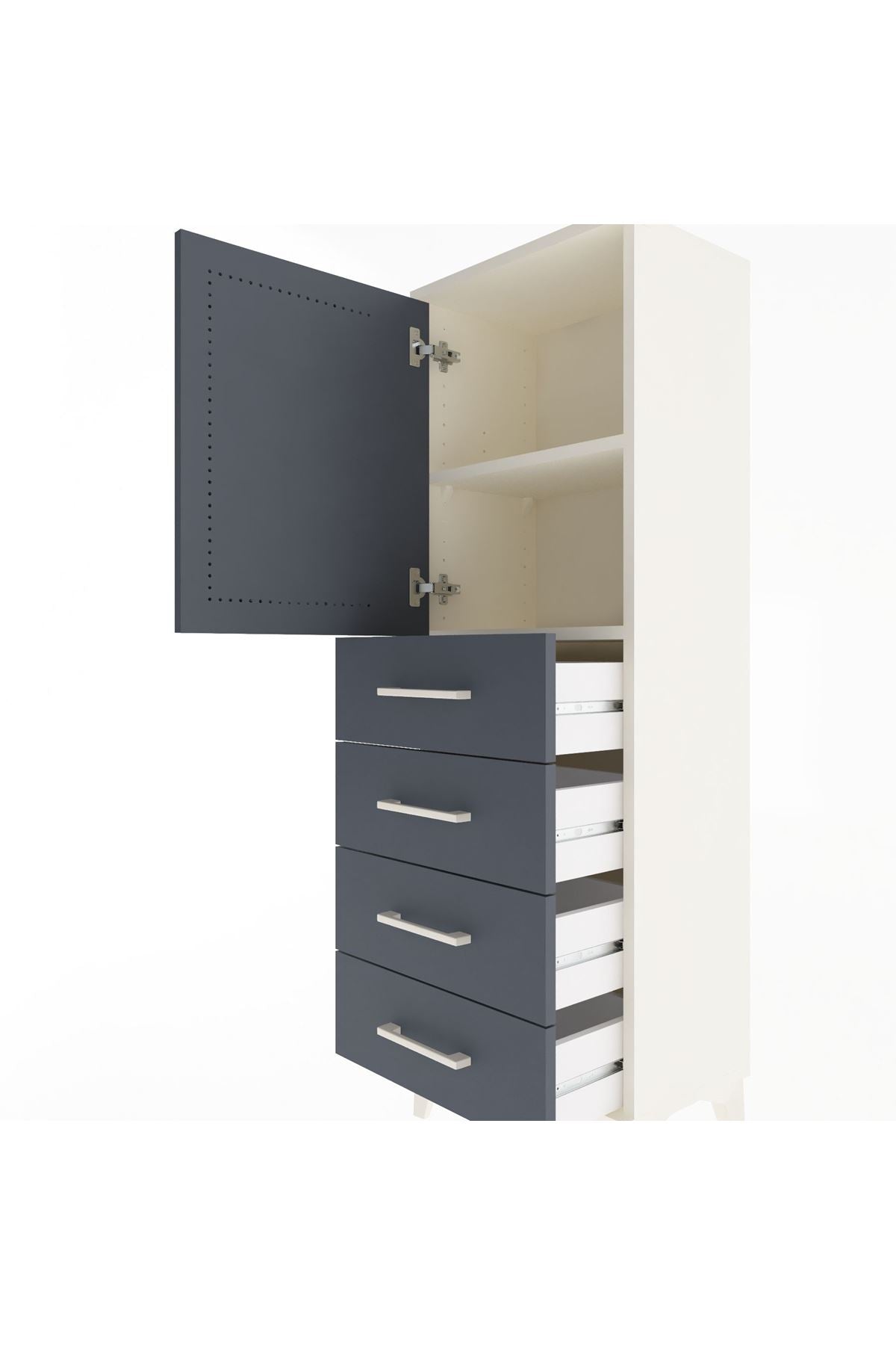 Arges Dolap 2 Raflı 4 Çekmeceli Tek Kapaklı 44x30x134 - S16M058V2A