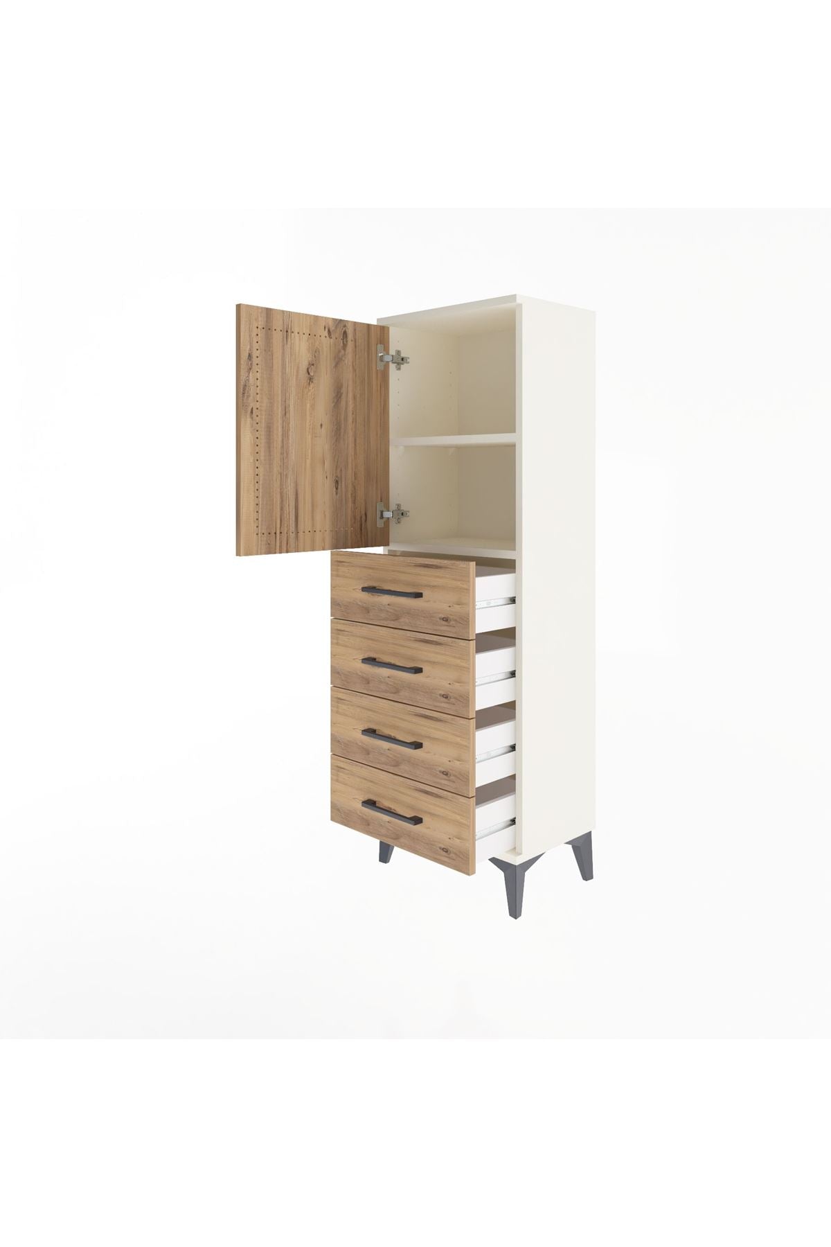 Arges Dolap 2 Raflı 4 Çekmeceli Tek Kapaklı 44x30x134 - S16M058V3A