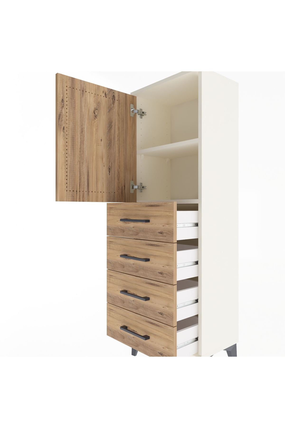 Arges Dolap 2 Raflı 4 Çekmeceli Tek Kapaklı 44x30x134 - S16M058V3A