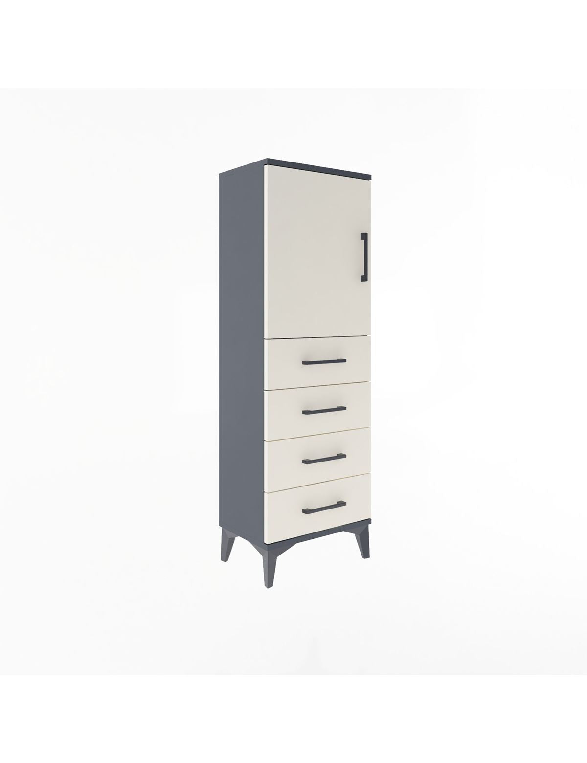 Arges Dolap 2 Raflı 4 Çekmeceli Tek Kapaklı 44x30x134 - S16M058V4A