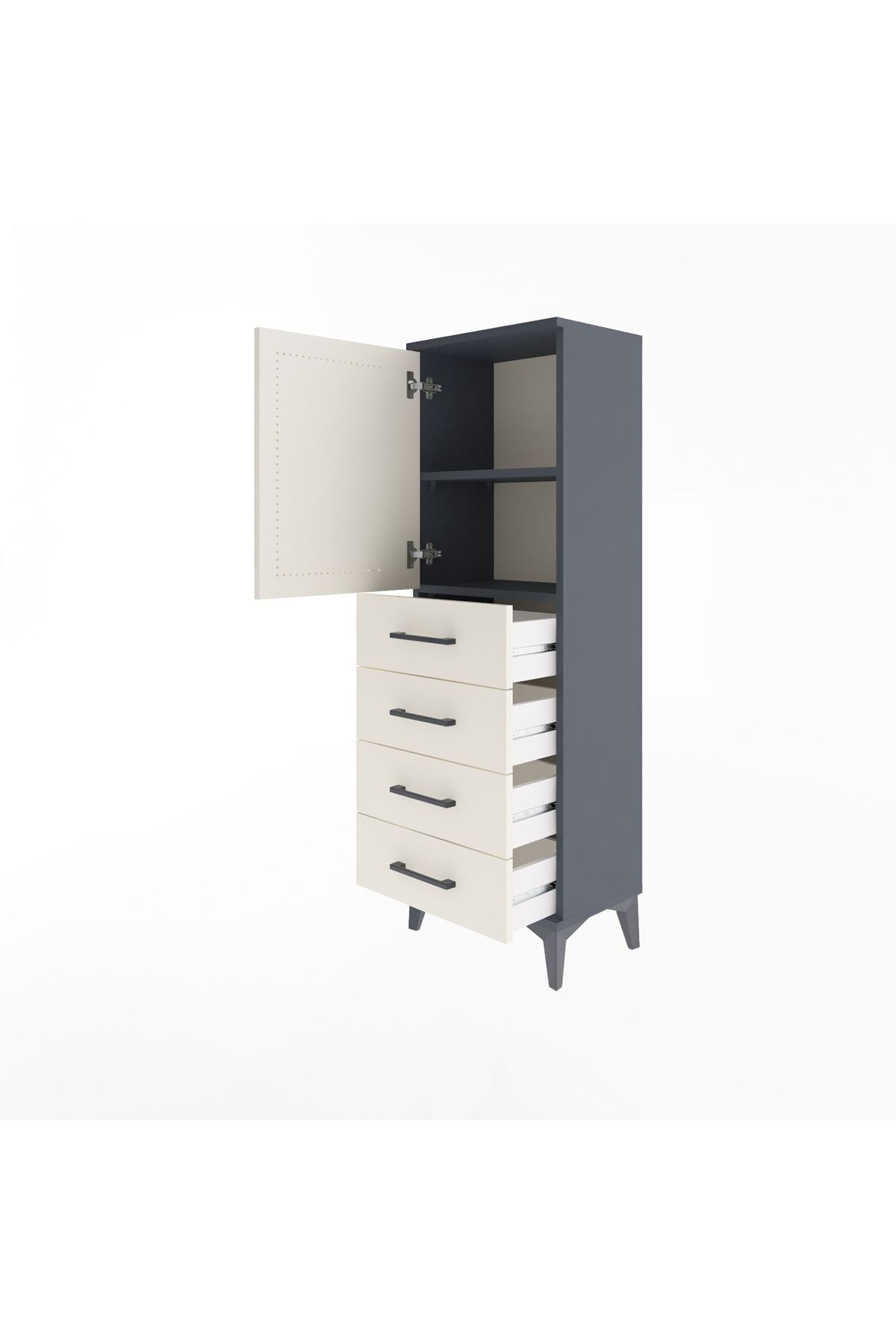 Arges Dolap 2 Raflı 4 Çekmeceli Tek Kapaklı 44x30x134 - S16M058V4A