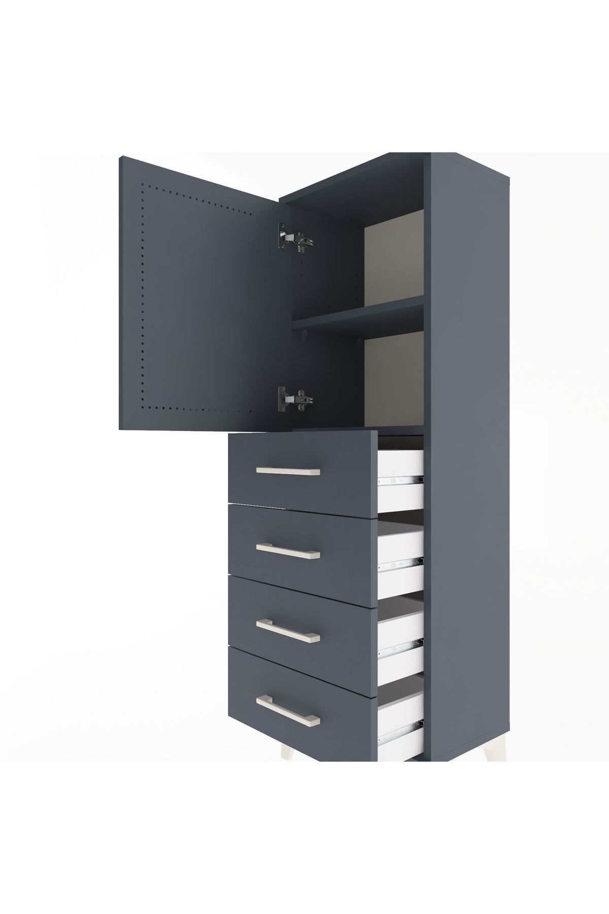 Arges Dolap 2 Raflı 4 Çekmeceli Tek Kapaklı 44x30x134 - S16M058V5A