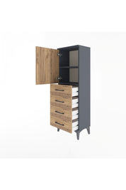 Arges Dolap 2 Raflı 4 Çekmeceli Tek Kapaklı 44x30x134 - S16M058V6A