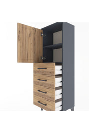 Arges Dolap 2 Raflı 4 Çekmeceli Tek Kapaklı 44x30x134 - S16M058V6A