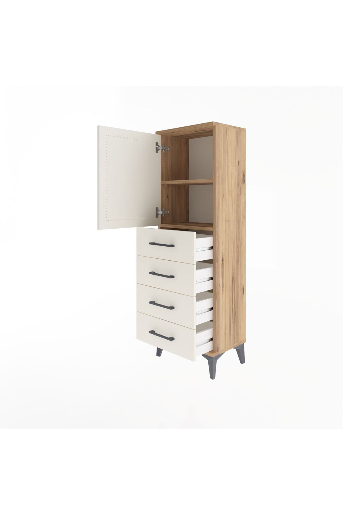 Arges Dolap 2 Raflı 4 Çekmeceli Tek Kapaklı 44x30x134 - S16M058V7A