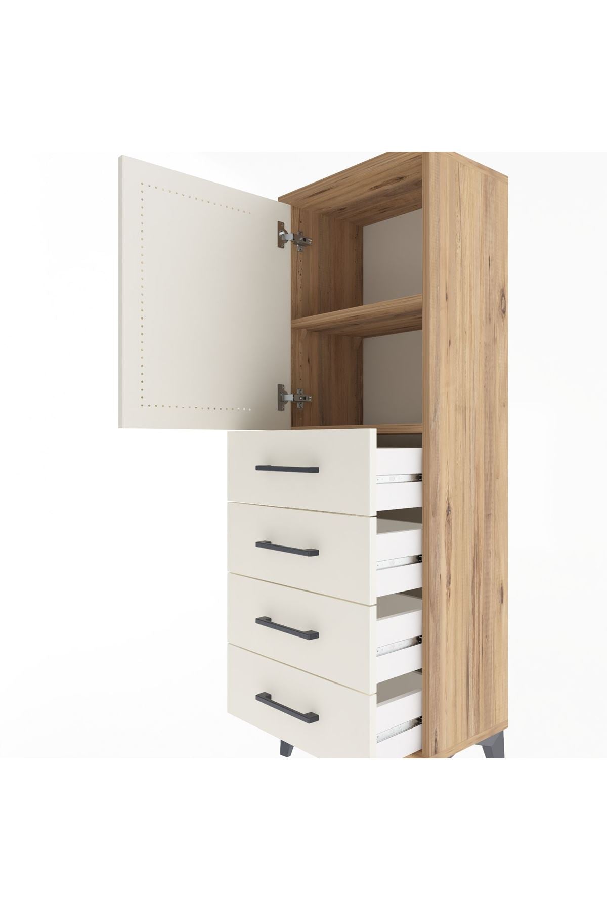 Arges Dolap 2 Raflı 4 Çekmeceli Tek Kapaklı 44x30x134 - S16M058V7A