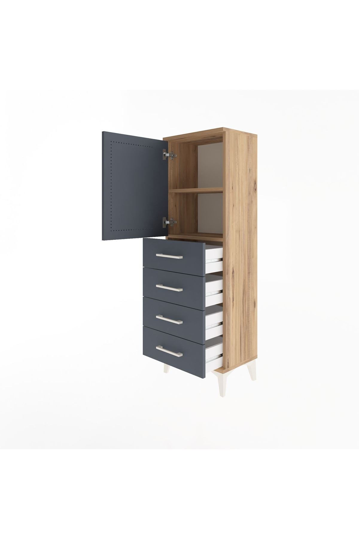 Arges Dolap 2 Raflı 4 Çekmeceli Tek Kapaklı 44x30x134 - S16M058V8A