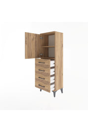 Arges Dolap 2 Raflı 4 Çekmeceli Tek Kapaklı 44x30x134 - S16M058V9A