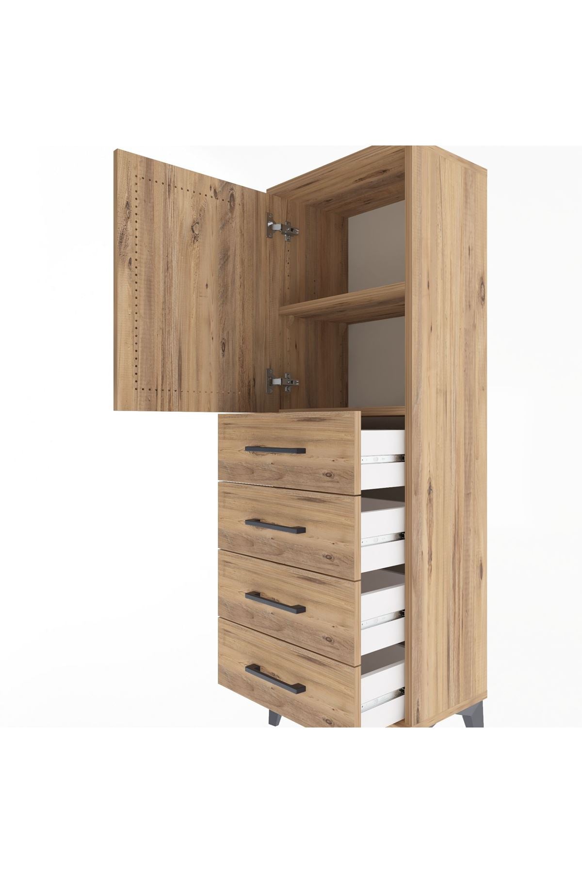 Arges Dolap 2 Raflı 4 Çekmeceli Tek Kapaklı 44x30x134 - S16M058V9A