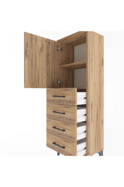Arges Dolap 2 Raflı 4 Çekmeceli Tek Kapaklı 44x30x134 - S16M058V9A