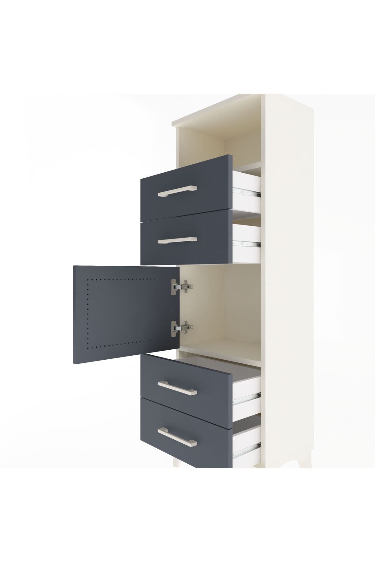 Arges Dolap 2 Raflı 4 Çekmeceli Tek Kapaklı 44x30x134 - S16M060V2A