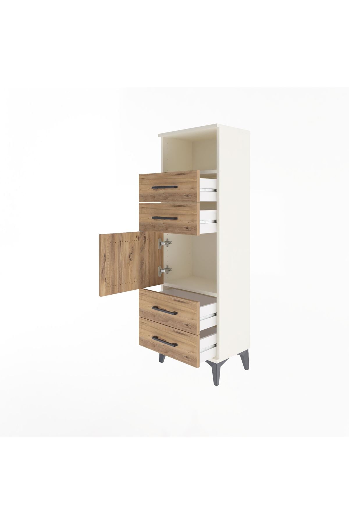 Arges Dolap 2 Raflı 4 Çekmeceli Tek Kapaklı 44x30x134 - S16M060V3A