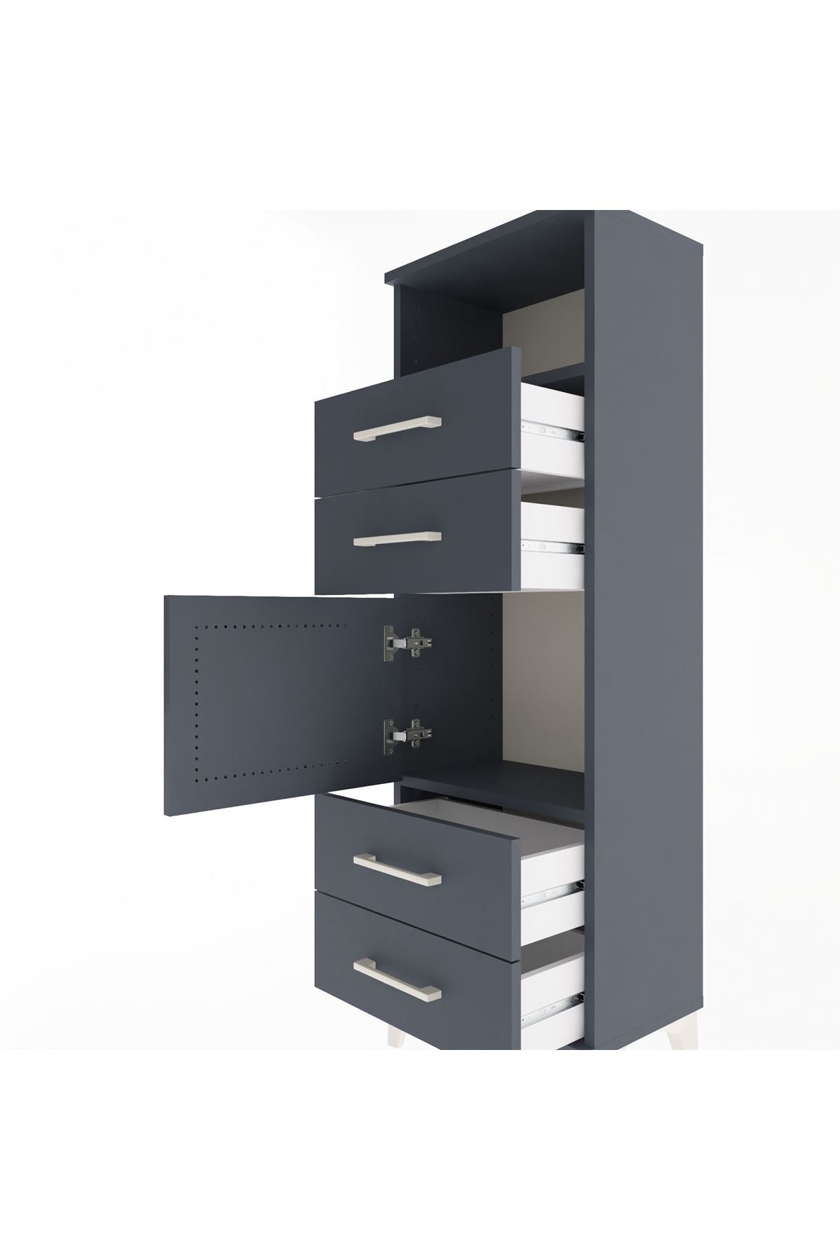 Arges Dolap 2 Raflı 4 Çekmeceli Tek Kapaklı 44x30x134 - S16M060V5A