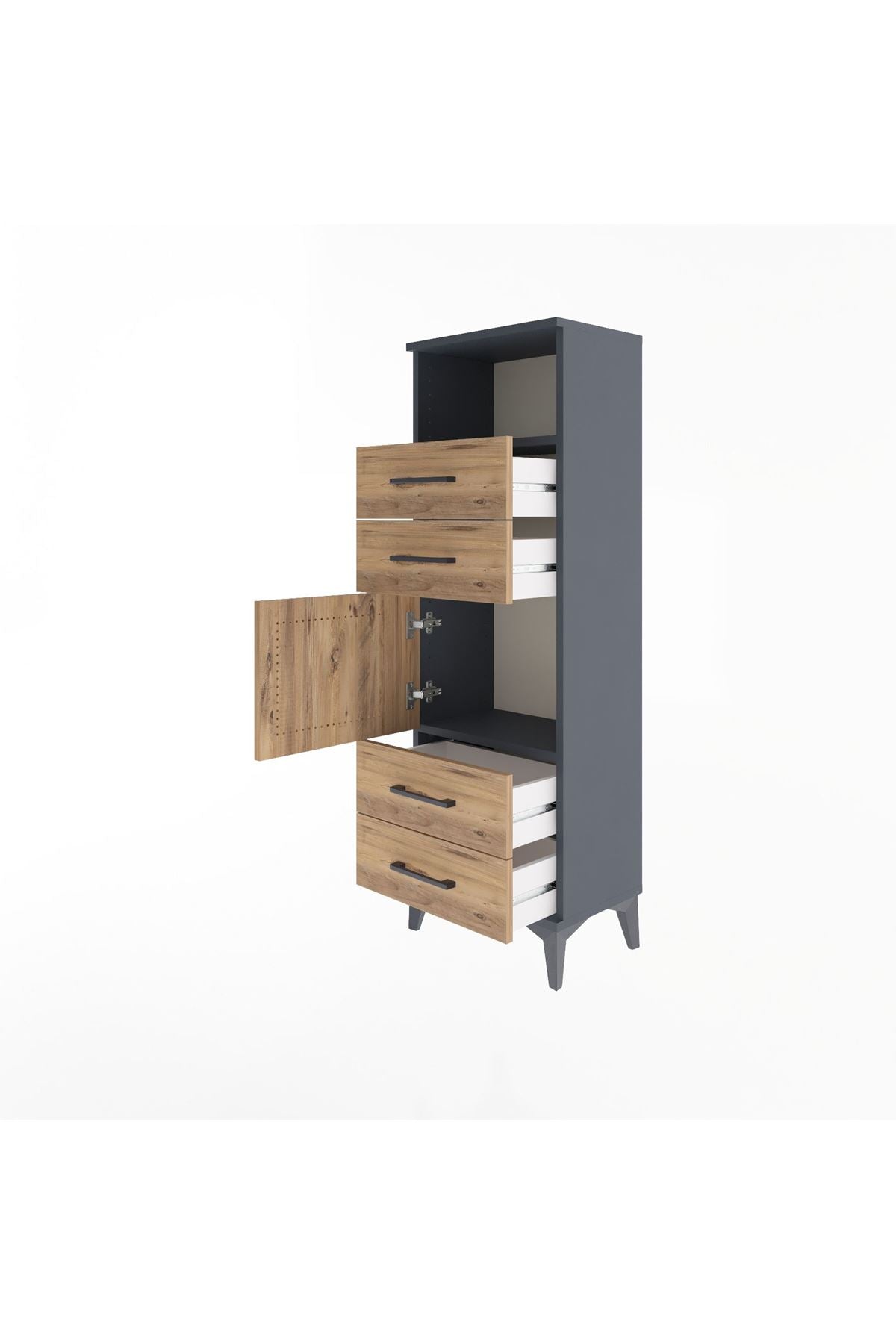 Arges Dolap 2 Raflı 4 Çekmeceli Tek Kapaklı 44x30x134 - S16M060V6A