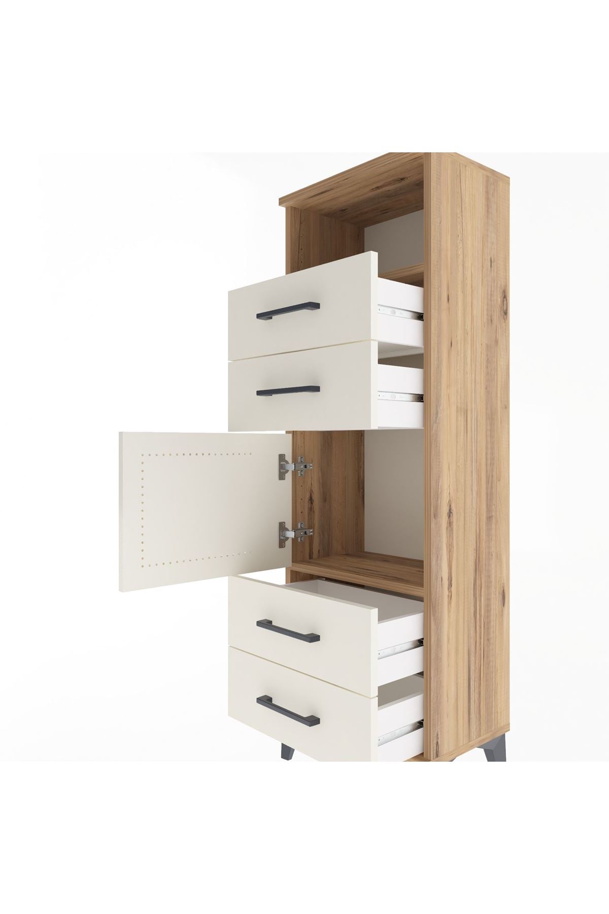 Arges Dolap 2 Raflı 4 Çekmeceli Tek Kapaklı 44x30x134 - S16M060V7A