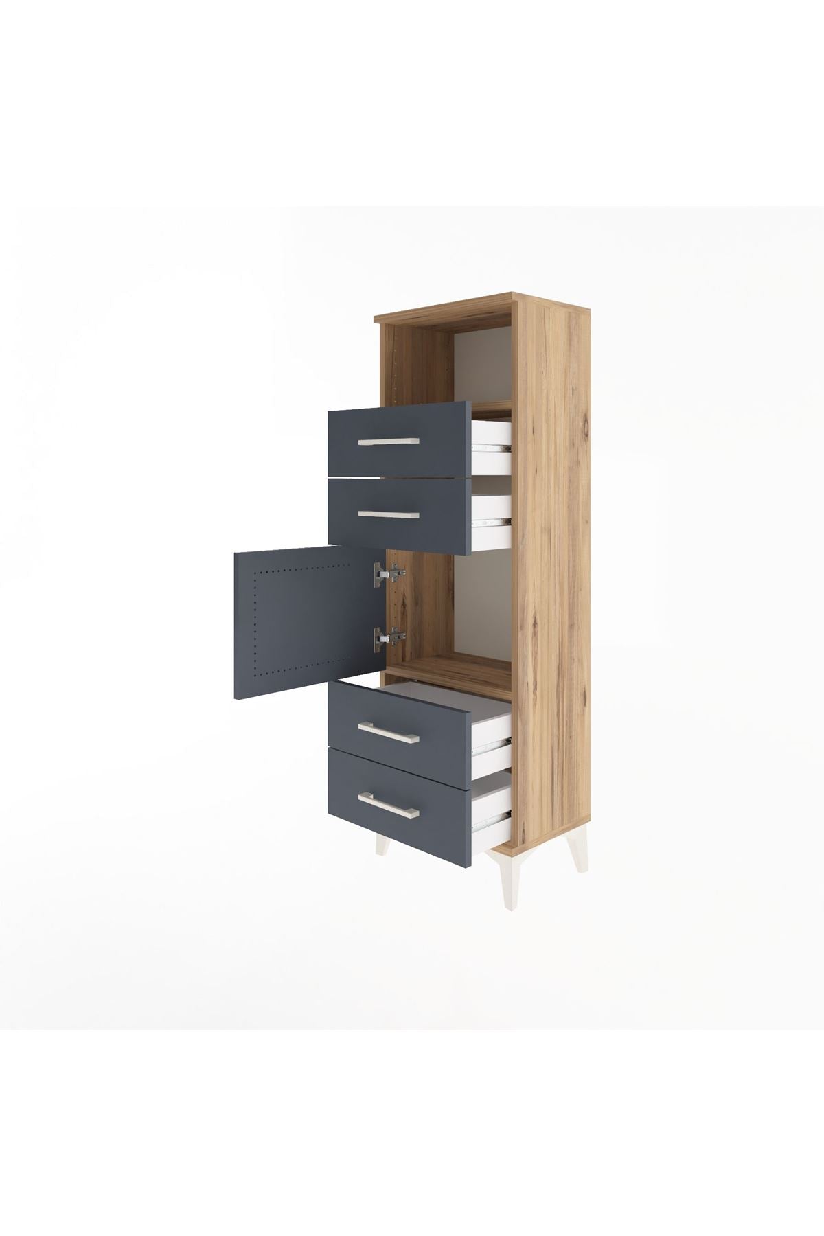 Arges Dolap 2 Raflı 4 Çekmeceli Tek Kapaklı 44x30x134 - S16M060V8A