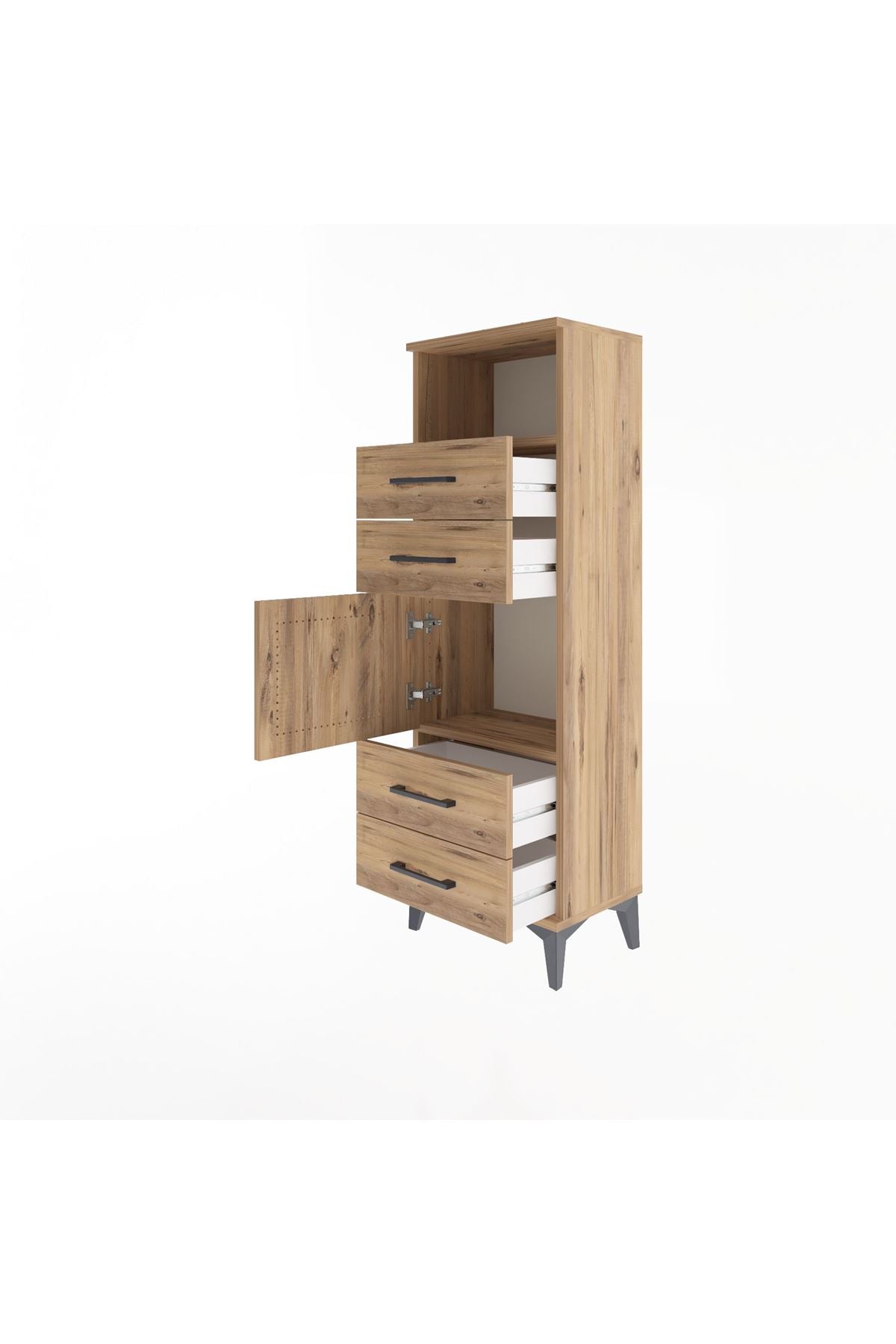 Arges Dolap 2 Raflı 4 Çekmeceli Tek Kapaklı 44x30x134 - S16M060V9A