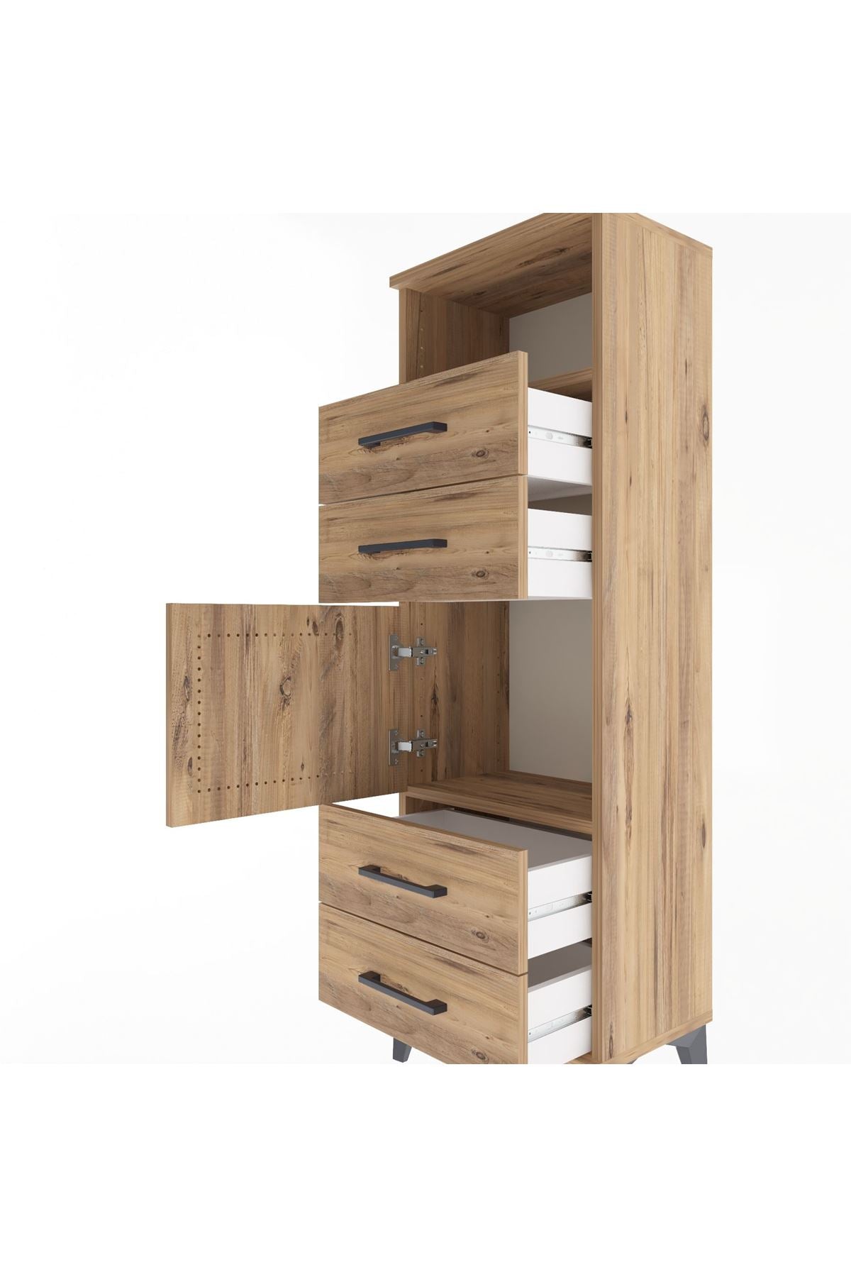 Arges Dolap 2 Raflı 4 Çekmeceli Tek Kapaklı 44x30x134 - S16M060V9A