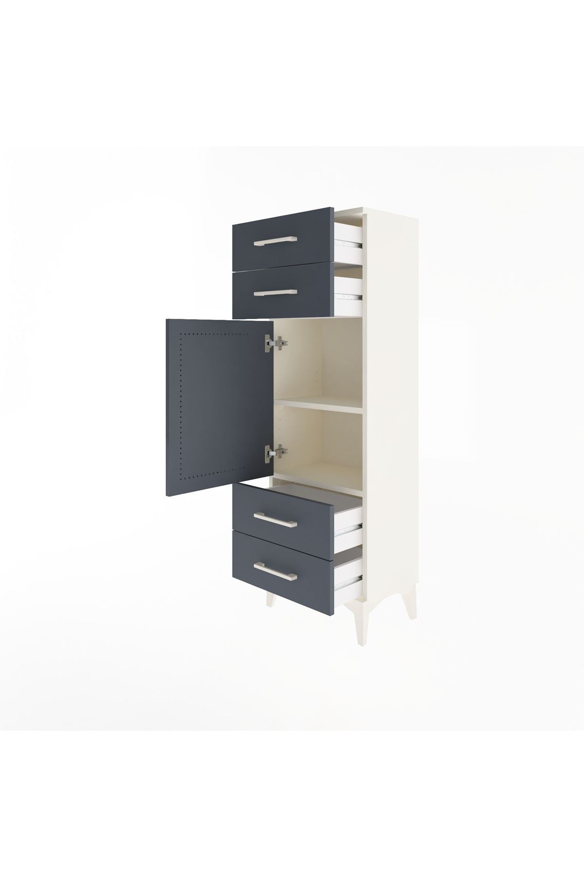 Arges Dolap 2 Raflı 4 Çekmeceli Tek Kapaklı 44x30x134 - S16M062V2A