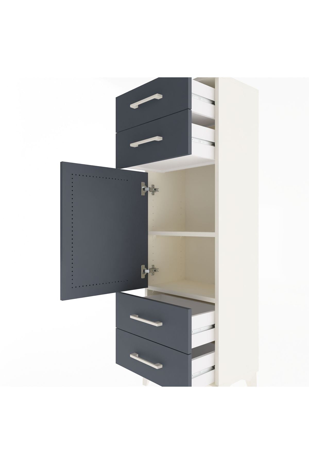 Arges Dolap 2 Raflı 4 Çekmeceli Tek Kapaklı 44x30x134 - S16M062V2A